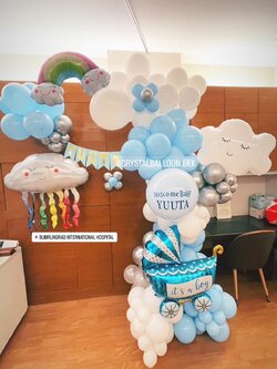 Organic Welcome Baby รูปแบบใหม่ ไม่ซ้ำใคร ขนาด 2x2 พร้อม ป้ายธง พร้อมตกแต่ง ฟอยล์ตกแต่ง สามารถเปลี่ยนสีลูกโป่ง/เปลี่ยนข้อความ/เปลี่ยนฟอยล์ตกแต่งได้