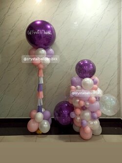 เสาลูกโป่ง เปิดร้าน Bubble 36" สีม่วง พร้อม ลูกโป่งฐานตั้ง ประดับ 1 ข้าง สามารถเปลี่ยนสีลูกโป่ง/เปลี่ยนข้อความได้