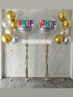 ลูกโป่ง เปิดงาน Bubble ขนาด 36" กลิตเตอร์สีเงิน 2 ลูก พร้อมตกแต่ง ช่อลูกโป่งโครเมี่ยม ช่อ 7 ลูก 2 ช่อ,ลูกโป่งใส ใส่กลิตเตอร์ สามารถเปลี่ยนสีลูกโป่ง/เปลี่ยนข้อความ/เปลี่ยนขนาดได้