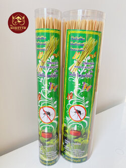 ธูปกันยุง ตะไคร้หอม ขนาด 230 กรัม ราคา 40 บาท และ ขนาด 800 กรัม ราคา 95 บาท