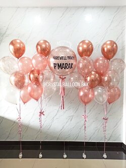 ลูกโป่ง อำลา Bubble ขนาด 24" Theme สีโรสโกล พร้อมตกแต่ง ช่อลูกโป่ง ช่อ 7 ลูก 2 ช่อ,ลูกโป่งใส ใส่กลิตเตอร์ สามารถเปลี่ยนสีลูกโป่ง/เปลี่ยนข้อความ/เปลี่ยนขนาดได้
