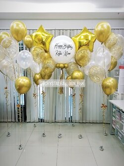ลูกโป่ง วันเกิด ลูกโป่งยาง ขนาด 24" Theme สีขาว-ทอง พร้อม ช่อฟอยล์ดาว ขนาด 24" 2 ช่อ,ช่อลูกโป่ง ช่อ 5 ลูก 6 ช่อ,ลูกโป่งใส ใส่กลิตเตอร์ พร้อมตกเเต่ง สามารถเปลี่ยนสีลูกโป่ง/เปลี่ยนข้อความ/เปลี่ยนขนาดได้