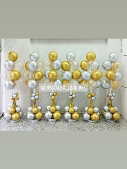 เสาช่อลูกโป่ง แบบลม ลอยนาน ช่อละ 10 ลูก 6 เสา พร้อมตกแต่ง สามารถเปลี่ยนสีลูกโป่งได้