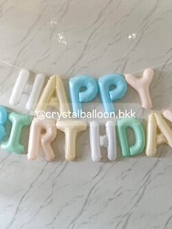 ฟอยล์ตัวอักษร ติดผนัง วันเกิด ฟอยล์ตัวอักษร Happy Birthday ขนาด 16" สีพาสเทล หลากสี พร้อมตกแต่ง สามารถเปลี่ยนสี-ฟอยล์ตัวอักษรได้