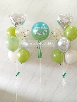 ลูกโป่ง รับปริญญา ฟอยล์กลม USA 18" Theme สีเขียว พร้อม ช่อลูกโป่ง ฟอยล์หัวใจ 18" 2 ช่อ,ลูกโป่งใส ใส่กลิตเตอร์ พร้อมตกเเต่ง สามารถเปลี่ยนสีลูกโป่ง/เปลี่ยนข้อความได้