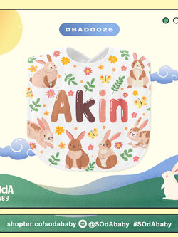 ผ้าซับน้ำลาย ใส่ชื่อได้ Rabbit Cuties Collection รหัส DBA00026 #SOdAbaby #RabbitCutiesCollection