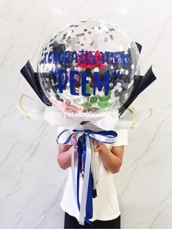 Flower Balloon แสดงความยินดี ดอกกุหลาบแดงประดิษฐ์ 1 ดอก สามารถใส่เงินได้ 30 ใบ พร้อมตกแต่ง สามารถเปลี่ยนข้อความ/เปลี่ยนสีได้