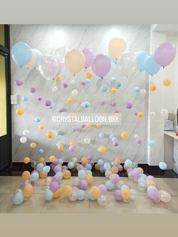 ลูกโป่ง ฟองอากาศ ประดับภายในงาน 18 เส้น Theme พาสเทล พร้อมตกแต่ง สามารถเปลี่ยนสีลูกโป่งได้