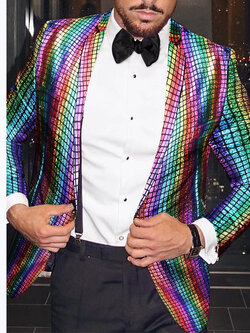 พร้อมเช่า ชุดสูทชาย สีรุ้ง แนวดิสโก้ แฟนซี Disco