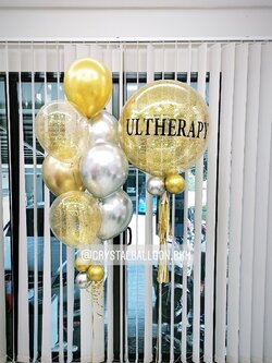 ลูกโป่ง เปิดร้าน Bubble ขนาด 24" Theme สีทอง พร้อมตกแต่ง ช่อลูกโป่งโครเมี่ยม 7 ลูก 1 ช่อ,ลูกโป่งใส ใส่กลิตเตอร์ สามารถเปลี่ยนสีลูกโป่ง/เปลี่ยนข้อความ/เปลี่ยนขนาดได้