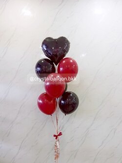 ลูกโป่งเกิด ช่อฟอยล์หัวใจ ขนาด 18" ช่อ 7 ลูก 1 ช่อ Theme แดง - ดำ พร้อมตกแต่ง สามารถเปลี่ยนสีลูกโป่ง/เปลี่ยนข้อความ/เปลี่ยนสี-ฟอยล์ตกแต่งได้