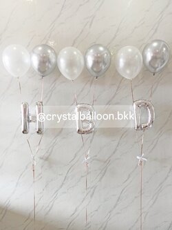 ลูกโป่ง วันเกิด ฟอยล์ตัวอักษร ขนาด 16" 3 ตัวอักษร พร้อม ลูกโป่ง 6 ลูก พร้อมตกแต่ง สามารถเปลี่ยนสีลูกโป่ง/เปลี่ยนสี-ฟอยล์ตัวอักษรได้