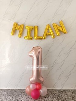 ลูกโป่ง วันเกิดเด็ก ฟอยล์ตัวเลข ขนาด 40" ตั้งฐาน 1 ชิ้น พร้อมฟอยล์ตัวอักษร 5 ชิ้น , พร้อมตกแต่ง สามารถเปลี่ยนสีลูกโป่ง/เปลี่ยนสี-ฟอยล์ตัวเลข/เปลี่ยนฟอยล์ตกแต่งได้