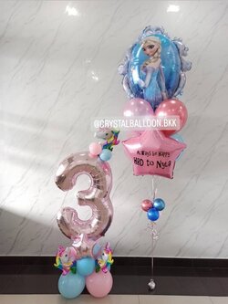 ลูกโป่ง วันเกิดเด็ก Theme Frozen พิมพ์ลาย 2 ด้าน ช่อ 7 ลูก 1 ช่อ พร้อม ฟอยลฺตัวเลข ขนาด 40" ตั้งฐาน 1 ชิ้น พร้อมตแต่ง สามารถเปลี่ยนสีลูกโป่ง/เปลี่ยนข้อความ/เปลี่ยนสี-ฟอยล์ตัวเลข/เปลี่ยนสี-ฟอยล์ตกแต่งได้
