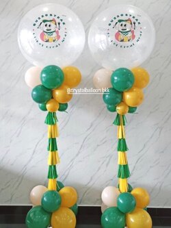 เสาลูกโป่ง เปิดร้าน Bubble ขนาด 36" กลิตเตอร์สีขาวมุก 2 เสา พร้อมตกแต่ง สามารถเปลี่ยนสีลูกโป่ง/เปลี่ยนข้อความได้