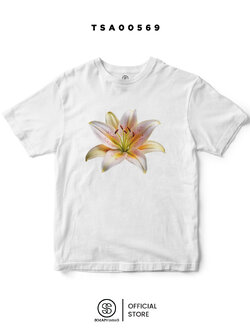 เสื้อยืด สีขาว พิมพ์ลาย ดอกลิลลี่ 🏵 รหัส TSA00569 #เสื้อ #เสื้อยืด #SOdAPrintinG #ดอกลิลลี่