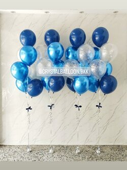 ลูกโป่ง เปิดงาน ช่อลูกโป่งสีโครเมี่ยม ช่อ 7 ลูก 4 ช่อ พร้อมตกแต่ง ลูกโป่งใส ใส่กลิตเตอร์ สามารถเปลี่ยนสีลูกโป่งได้