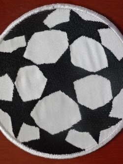 อาร์มสัญลักษณ์ฟุตบอล การแข่งขันฟุตบอลยูฟ่า แชมป์เปี้ยนส์ ลีก - UCL STARBALL 1995/96 PLAYER SIZE ใหม่ / UEFA CHAMPIONS LEAGUE International Football Club Tournament PLAYER SIZE Football Patch/Badge - UCL STARBALL 1995/96 NEW