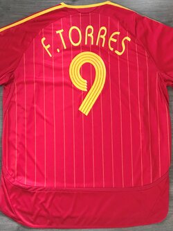 เสื้อฟุตบอล #9 เฟร์นานโด ตอร์เรส ทีมชาติสเปน ชุดเหย้า ชุดลุยศึกฟุตบอลโลก 2006 ใหม่ 2XL-Size / #9 TORRES SPAIN Football Shirt Home Kit World Cup 2006 Jersey NEW 2XL-Size