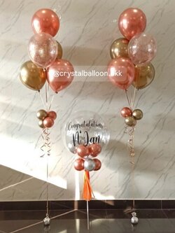 ลูกโป่ง แสดงความยินดี แบบก้าน Bubble ขนาด 24" พร้อม ลูกโป่ง 6" 6 ลูก,สามารถใส่เงินได้ 50 ใบ ช่อลูกโป่ง ช่อ 5 ลูก 2 ช่อ พร้อมตกแต่ง สามารถเปลี่ยนสีลูกโป่ง/เปลี่ยนข้อความได้