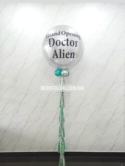 ลูกโป่ง เปิดร้าน Bubble ขนาด 36" กลิตเตอร์สีเงิน พร้อมตกแต่ง สามารถเปลี่ยนสีลูกโป่ง/เปลี่ยนข้อความ/เปลี่ยนขนาดได้