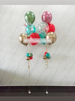 ลูกโป่ง แสดงความยินดี ช่อลูกโป่ง ช่อ 5 ลูก 2 ช่อ Theme เขียว-แดง พร้อมตกแต่ง สามารถเปลี่ยนสีลูกโป่งได้