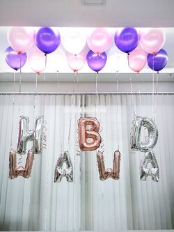 ลูกโป่ง วันเกิด ตัวอักษร HBD + ตัวอักษรชื่อเจ้าของวันเกิด ยอดนิยม พร้อม ลูกโป่งลอยฝ้าห้อยตัวอักษร พร้อมตกเเต่ง สามารถเปลี่ยนสีลูกโป่ง/สีตัวอักษร HBD/เปลี่ยนสี-ตัวอักษรชื่อเจ้าของวันเกิดได้