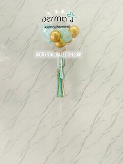 ลูกโป่ง เปิดงาน Bubble USA ขนาด 24" Theme เขียว-ทองโครเมี่ยม พร้อมตกแต่ง สามารถเปลี่ยนสีลูกโป่ง/เปลี่ยนข้อความได้