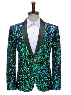 พร้อมเช่า เสื้อสูทชาย สูทแฟชั่น สูทกลิตเตอร์ สีเขียว (2XL)