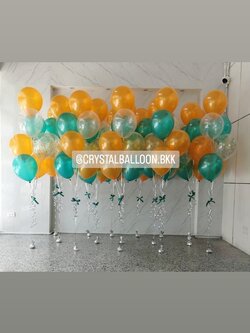 ลูกโป่ง แสดงความยินดี ช่อลูกโป่ง ช่อ 7 ลูก 16 ช่อ พร้อมตกแต่งลูกโป่งใส ใส่กลิตเตอร์ สามารถเปลี่ยนสีลูกโป่งได้