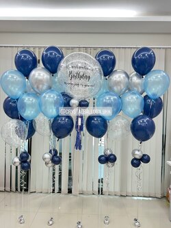 ลูกโป่ง วันเกิด Bubble 24" Theme Dark Blue พร้อม ช่อลูกโป่ง ช่อ 7 ลูก 4 ช่อ,ลูกโป่งใส ใส่กลิตเตอร์ พร้อมตกเเต่ง สามารถเปลี่ยนสีลูกโป่ง/เปลี่ยนข้อความ/เปลี่ยนขนาดได้