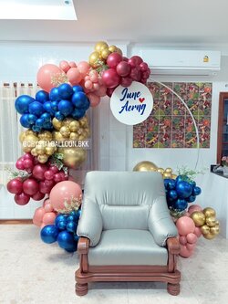 Organic Backdrop งานแต่ง โครงกลม ขนาด 2x2 พร้อม ป้ายวงกลม พร้อมตกแต่ง สามารถเปลี่ยนสีลูกโป่ง/เปลี่ยนข้อความได้