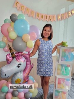 ลูกโป่ง แสดงความยินดี Organic ฟอยล์Unicorn 1 ชิ้น Theme พาสเทล พร้อม กล่องใส ขนาด 12" ติดตัวอักษร 4 กล่อง , ป้ายธง 15 ตัวอักษร พร้อมตกแต่ง สามารถเปลี่ยนสีลูกโป่ง/เปลี่ยนฟอยล์ตกแต่งได้