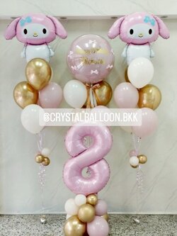 ลูกโป่ง วันเกิด ช่อ ลูกโป่งยาง ขนาด 24" สีDusk Pink 1 ช่อ ช่อ 5 ลูก พร้อม ประดับโบว์จิ๋ว 6 ชิ้น ,ฟอยล์มายเมโรดี้ 1 ชิ้นพร้อมช่อลูกโป่ง 6 ลูก 2 ช่อ ,ฟอยล์ตัวเลขตั้งฐาน 40" 1 ชิ้น , ช่อลูกโป่ง พร้อมตกแต่ง สามารถเปลี่ยนสีลูกโป่ง/เปลี่ยนข้อความ/เปลี