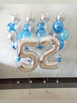ลูกโป่ง วันเกิด ฟอยล์ตัวเลข ขนาด 40" 2 ชิ้น พร้อม ช่อลูกโป่ง ช่อ 7 ลูก 4 ช่อ พร้อมตกเเต่ง สามารถเปลี่ยนสีลูกโป่ง/เปลี่ยนสี-ฟอยล์ตัวอักษรได้
