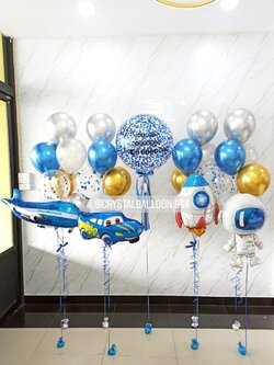 ลูกโป่ง วันเกิดเด็ก Bubble ขนาด 24" Confetti สีน้ำเงิน พร้อม ช่อลูกโป่ง ช่อ 7 ลูก 4 ช่อ,ลูกโป่งใส ใส่ Confetti พร้อม ฟอยล์ตกแต่ง 4 ชิ้น พร้อมตกเเต่ง สามารถเปลี่ยนสีลูกโป่ง/เปลี่ยนนข้อความ/เปลี่ยนขนาด/เปลี่ยนสี-ฟอยล์ตกแต่งได้