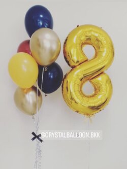 ลูกโป่ง วันเกิดเด็ก ช่อลูกโป่ง 6 ลูก 1 ช่อ พร้อมตกแต่ง ฟอยล์ตัวเลข ขนาด 40" 1 ชิ้น สามารถเปลี่ยนสีลูกโป่ง/เปลี่ยนสี-ฟอยล์ตัวเลขได้