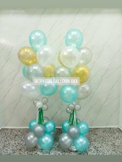 เสาลูกโป่ง เเบบลม ลอยนาน เสาช่อลูกโป่ง ช่อ 10 ลูก 2 เสา พร้อมตกเเต่ง สามารถเปลี่ยนสีลูกโป่งได้