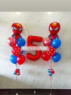 ลูกโป่ง วันเกิดเด็ก ช่อลูกโป่งฟอยล์ Spider Man ช่อ 7 ลูก 2 ช่อ พร้อม ฟอยล์ตัวเลข ขนาด 40" 1 ชิ้น Theme สีน้ำเงิน-แดงทึบ พร้อมตกแต่ง สามารถเปลี่ยนสีลูกโป่ง/เปลี่ยนสี-ฟอยล์ตัวเลข/เปลี่ยนฟอยล์ตกแต่งได้