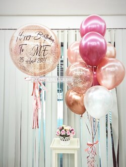 ลูกโป่ง วันเกิด Bubble ขนาด 24" พร้อม ช่อลูกโป่ง ช่อ 9 ลูก 1 ช่อ,ลูกโป่งใส ใส่กลิตเตอร์ พร้อมตกเเต่ง สามารถเปลี่ยนสีลูกโป่ง/เปลี่ยนข้อความ/เปลี่ยนขนาดได้