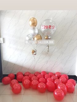 ลูกโป่ง วันเกิด Bubble ขนาด 24" กลิตเตอร์สีเงิน 1 ลูก พร้อม ช่อลูกโป่งสีโครเมี่ยม ช่อ 5 ลูก 1 ลูก Theme สีเงินโครเมี่ยม-ทองโครเมี่ยม,ลูกโป่งโปรยพื้น 30 ลูก พร้อมตกแต่ง สามารถเปลี่ยนสีลูกโป่ง/เปลี่ยนข้อความ/เปลี่ยนขนาดได้