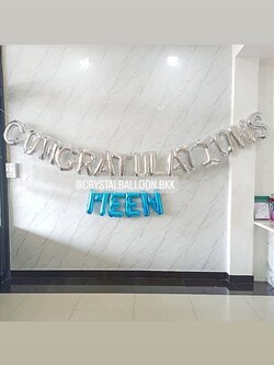 ลูกโป่ง รับปริญญา ฟอยล์อักษร ขนาด 16" 19 ตัว พร้อมตกแต่ง สามารถเปลี่ยนสี-ฟอยล์อักษรได้