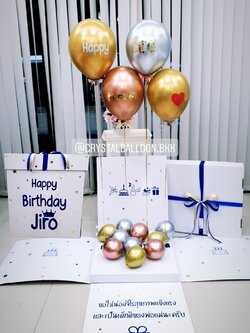 Happy Birthday Surprise Box พร้อมตกแต่ง ลูกโป่ง 4 ลูก,สามารถใส่รูปได้ 2 ใบ สามารถเปลี่ยนสีลูกโป่ง/เปลี่ยนข้อความได้