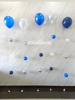 ลูกโป่ง งานแต่ง ลูกโป่งฟองอากาศ Theme สีน้ำเงิน-ขาว 5 เส้น พร้อมตกแต่ง สามารถเปลี่ยนสีลูกโป่งได้