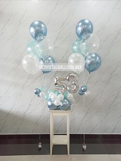 ลูกโป่ง วันเกิด ช่อลูกโป่ง ช่อ 5 ลูก 2 ช่อ พร้อม ฟอยล์ตัวเลข ขนาด 16" ตั้งฐาน 2 ชิ้น พร้อมตกแต่ง สามารถเปลี่ยนสีลูกโป่ง/เปลี่ยนสี-ฟอยล์ตัวเลขได้