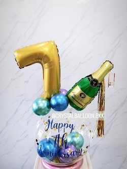 ลูกโป่ง วันครบรอบ Happy Anniversary Bubble ขนาด 18" พร้อมตกแต่ง ฟอยล์ตัวเลข ขนาด 16" 1 ชิ้น,ฟอยล์ตกแต่ง 1 ชิ้น สามารถเปลี่ยนสีลูกโป่ง/เปลี่ยนข้อความ/เปลี่ยนสี-ฟอยล์ตกแต่งได้