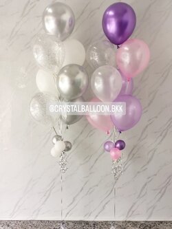 ลูกโป่ง วันเกิด ช่อลูกโป่ง 7 ลูก 2 ช่อ พร้อมตกแต่ง ลูกโป่งใส ใส่กลิตเตอร์ สามารถเปลี่ยนสีลูกโป่ง/เปลี่ยนข้อความได้