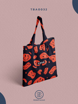 กระเป๋าผ้าแคนวาส พิมพ์ลาย Smile TBA0032 #SOdABag #SOdAPrintinG #กระเป๋า #กระเป๋าผ้า