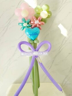 สั่ง Flower Balloon Small Bouquet ช่อ 5 ดอก พร้อม ฟอยล์หัวใจ ขนาด 10" 1 ชิ้น พร้อมตกแต่ง สามารถเปลี่ยนสีลูกโป่ง/เปลี่ยนข้อความ/เปลี่ยนสี-ฟอยล์ตกแต่งได้