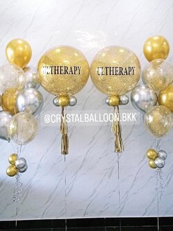 ลูกโป่ง เปิดร้าน Bubble ขนาด 24" สีทอง 2 ลูก พร้อมตกแต่ง ช่อลูกโป่งโครเมี่ยม 7 ลูก 4 ช่อ,ลูกโป่งใส ใส่กลิตเตอร์ สามารถเปลี่ยนสีลูกโป่ง/เปลี่ยนข้อความ/เปลี่ยนขนาดได้